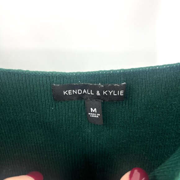Kendall and Kylie Deep Green Knit Crop Top Women's Medium - Picture 2 of 3